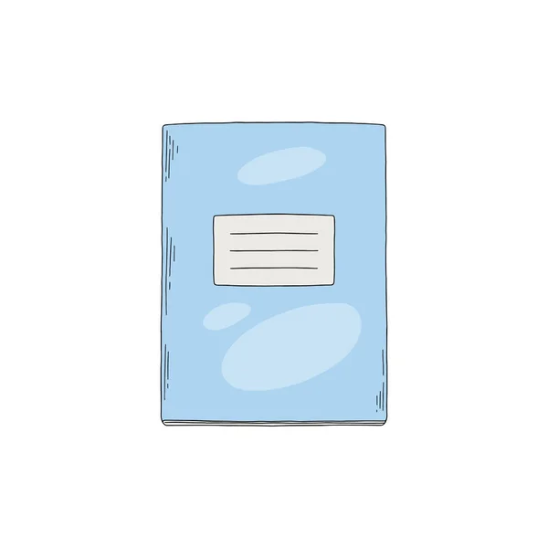 Carnet mince école dessiné à la main bleu isolé sur fond blanc. Illustration vectorielle de papeterie pour étude. — Image vectorielle