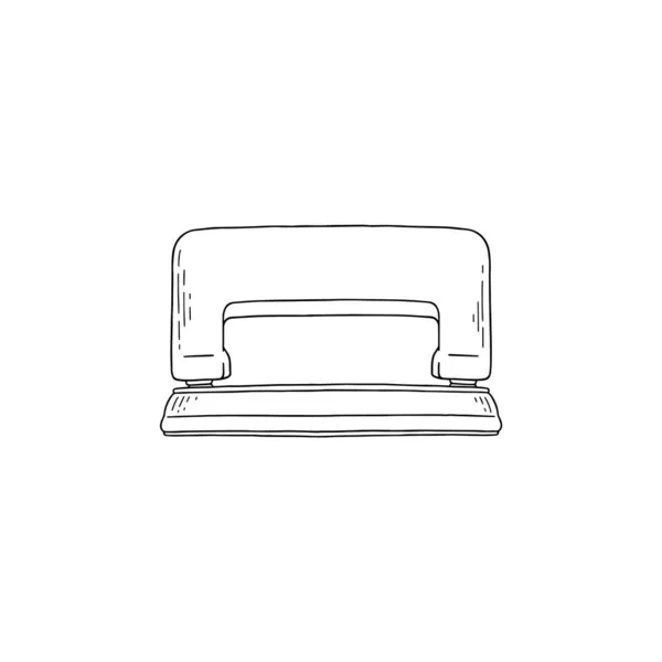 Handgezeichneter Lochstempel isoliert auf weißem Hintergrund in Kraftlinien-Kunst. Vektorillustration von Schreibwaren für das Büro. — Stockvektor