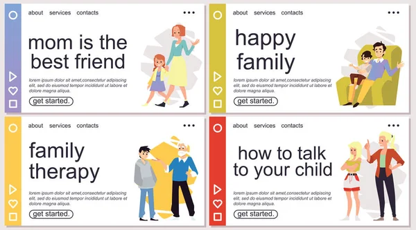 Набір веб-банерів з порадами, як батько розмовляє з дітьми . — стоковий вектор
