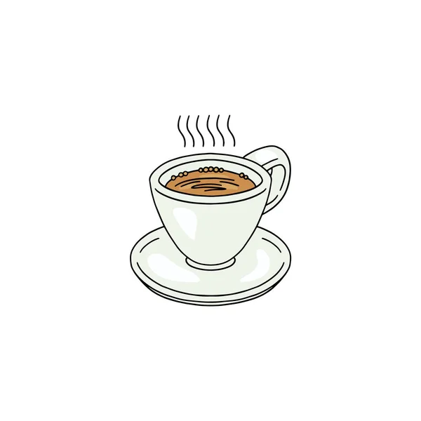 Taza de café expreso, ilustración de vectores de color dibujado a mano aislado en blanco. — Vector de stock