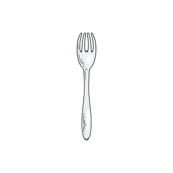 Kitchen cutlery and tableware fork, sketch vector illustration isolated. — Stock Vector