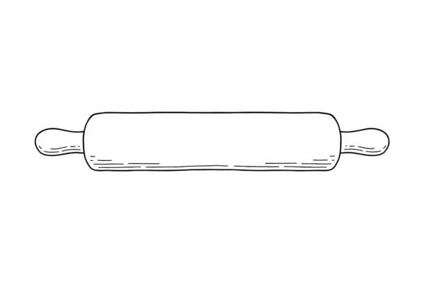 Köksdeg rullande stift verktyg, skiss handritade vektor illustration isolerad. — Stock vektor