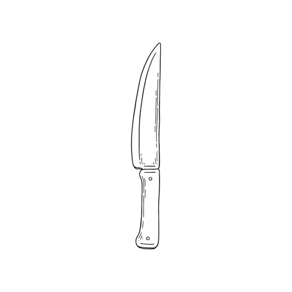 Ferramenta de faca de cozinha fornecimento de corte de alimentos, ilustração vetorial esboço isolado. — Vetor de Stock