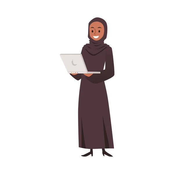 Erfolgreiche arabisch-muslimische Geschäftsfrau, flache Vektorillustration isoliert. — Stockvektor