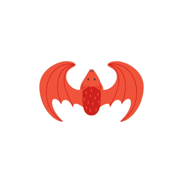 红蝙蝠的运气与吉祥物,扁平矢量图解孤立. — 图库矢量图片
