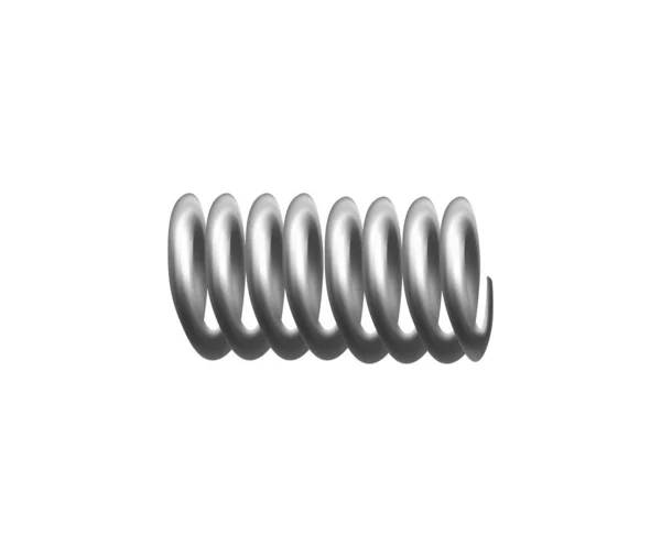 Helical compression spring, realistic 3D model. Machine detail, compressed coil spring made of steel or iron. — Stock Vector