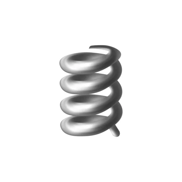 Coil spring 3d icon. Metal helical compression spring, realistic illustration, steel machine element or detail isolated — Stock Vector