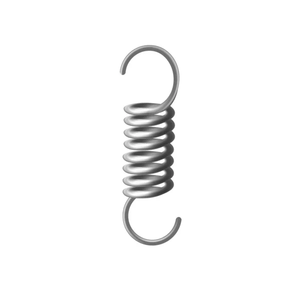 Cromo espiral ou mola de alumínio com ganchos, ilustração vetorial 3d isolado. —  Vetores de Stock