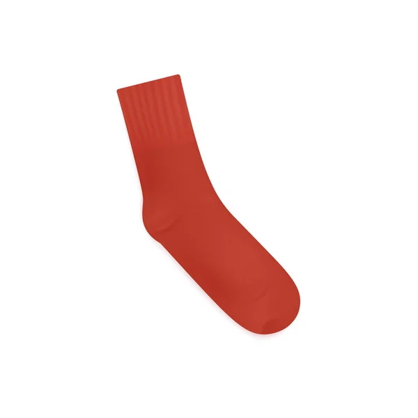 Template of red sock over ankle length, realistic vector illustration isolated. — Stock Vector