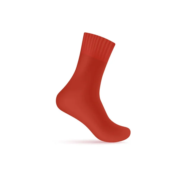四分之一长模型的红色空白袜子,现实的矢量图解孤立. — 图库矢量图片