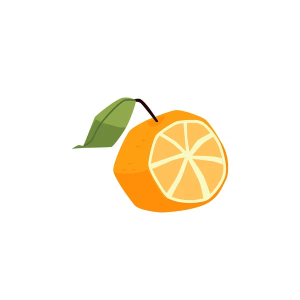 Fresh orange fruit icon in minimalist style, flat vector illustration isolated. — Stock Vector