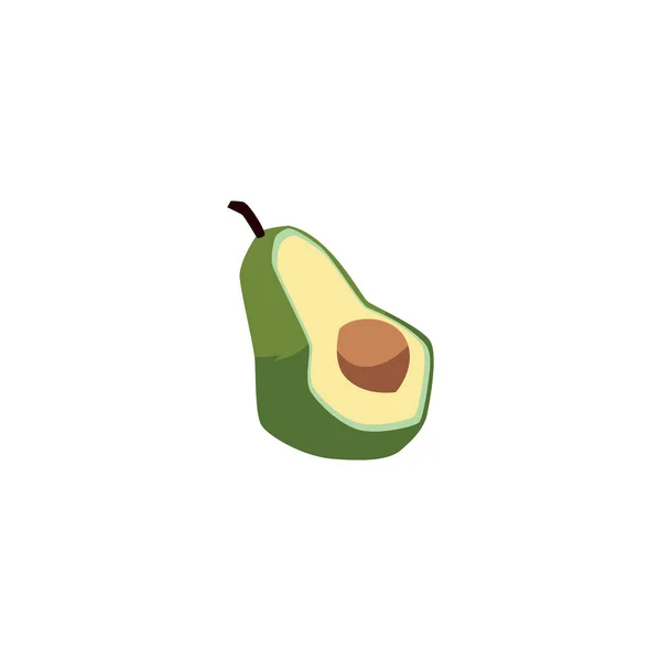 Avocado gesneden en in tweeën gesneden, geïsoleerde icoon. Groen avocado fruit met zaad, gezonde voeding cartoon vector illustratie. — Stockvector