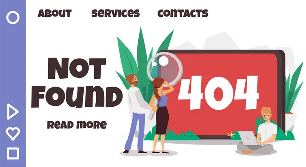 404 ou não encontrado página de aviso de falha do sistema página web, ilustração vetorial plana. —  Vetores de Stock