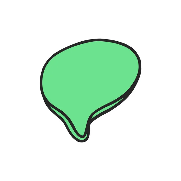 Grüne Sprechblase aus Comics, Doodle-Vektor-Ikone. Cartoon-Stil leere Rede oder Kommentar Wolkenförmiges Etikett. — Stockvektor