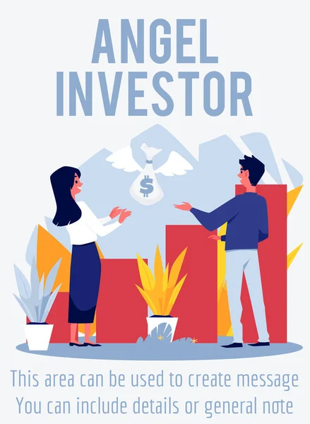 Muži a ženy podnikatelé s inovativním nápadem start-up dostávají peníze pytel investičního rizikového kapitálu, vektor. — Stockový vektor