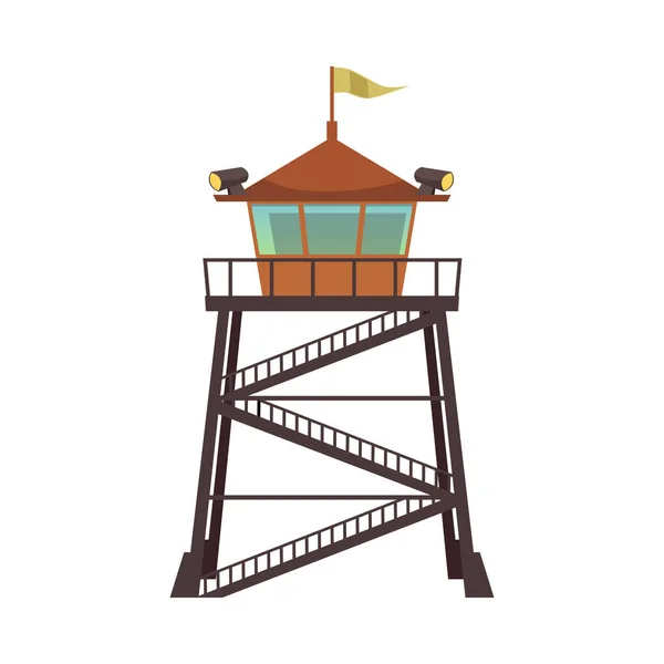 Observation tower for hunters or for rangers, flat vector illustration isolated. — Wektor stockowy