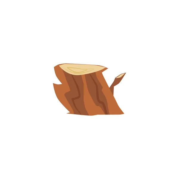 Stump of cut tree trunk. Brown log cartoon vector illustration, isolated on white background. Old dead stub. — Wektor stockowy