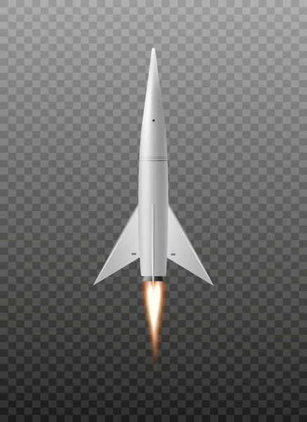 Space rocket launch with jet trail, realistic vector illustration isolated. — стоковый вектор