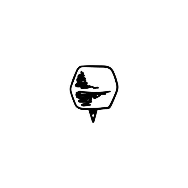 Icono de vector Pushpin. Pulgar aguja tachuela para sujetar los elementos a una pared o tablero, dibujado a mano garabato. Dibujo pin. — Archivo Imágenes Vectoriales