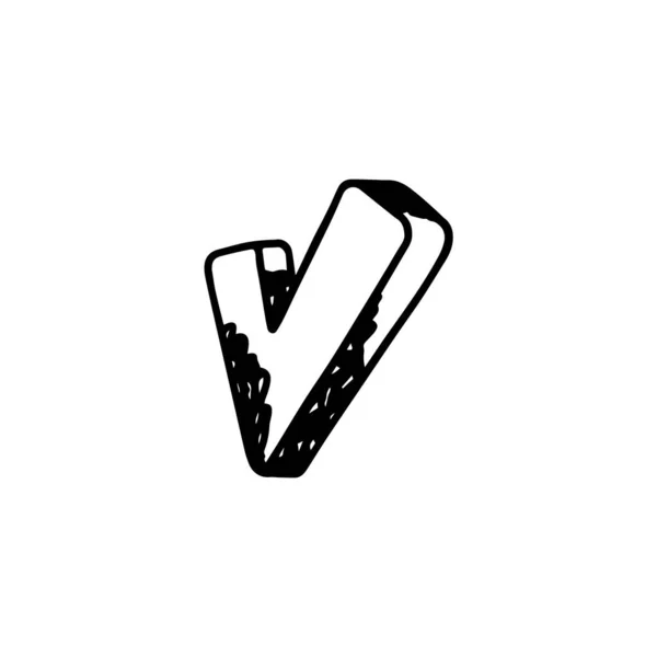 Marca de verificación dibujada a mano forma aislada sobre fondo blanco. Símbolo blanco y negro para tu diseño. — Archivo Imágenes Vectoriales