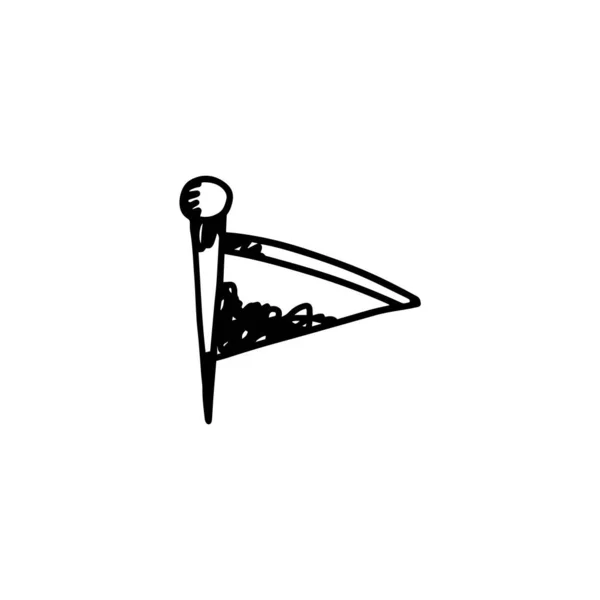 Icône de drapeau dessinée à la main avec contour en style croquis monochrome, illustration vectorielle isolée sur fond blanc. — Image vectorielle