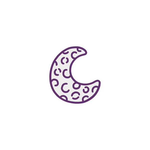 Icona della luna o simbolo disegnato a mano doodle fumetto vettoriale illustrazione isolato. — Vettoriale Stock