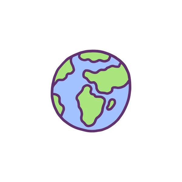 Planet Γη σύμβολο χέρι που doodle εικονογράφηση φορέα κινουμένων σχεδίων απομονωμένη. — Διανυσματικό Αρχείο