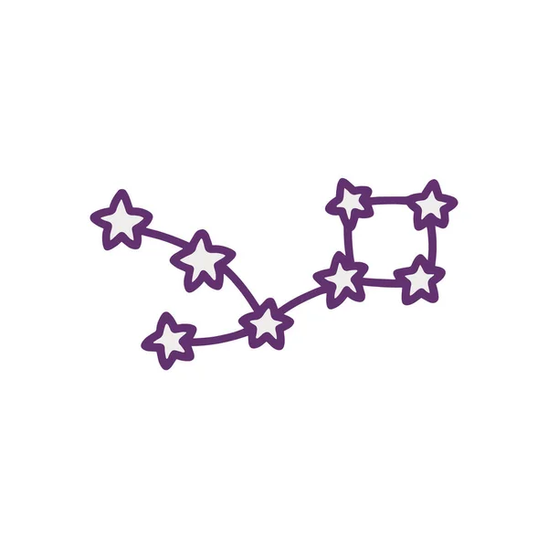 Διαστημικός γαλαξίας αστερισμός χέρι σύμβολο που doodle διανυσματική απεικόνιση απομονωμένη. — Διανυσματικό Αρχείο