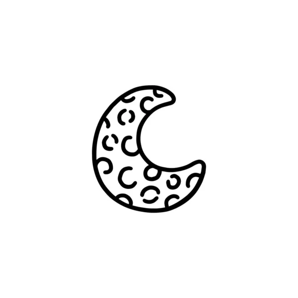 Spazio mezzaluna o mezza luna icona disegnato a mano doodle vettoriale illustrazione isolato. — Vettoriale Stock
