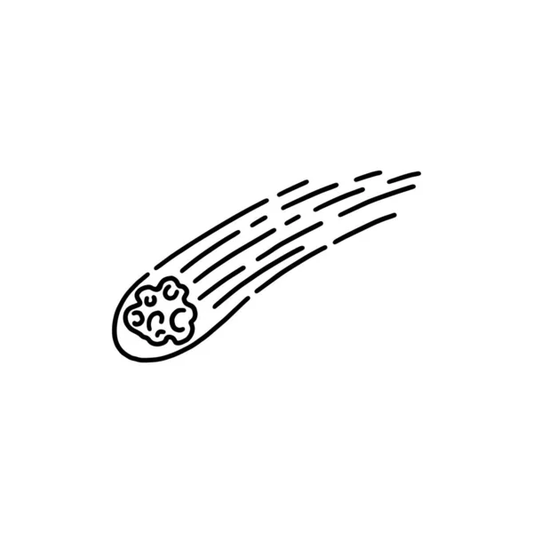 Διαστημικός κομήτης ή χέρι μετεωρίτη ζωγραφισμένο εικονίδιο doodle διανυσματική απεικόνιση απομονωμένη. — Διανυσματικό Αρχείο