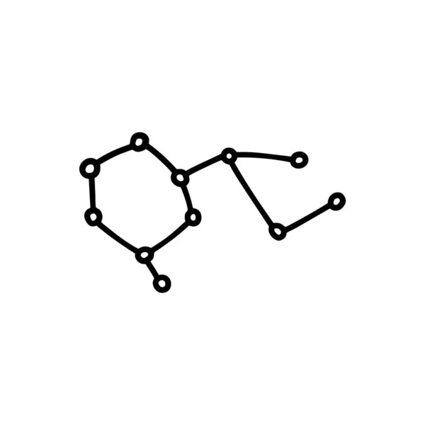 Значок вектора созвездия. Звездный путь черно-белые чернила рисунок, изолированные на белом фоне. — стоковый вектор