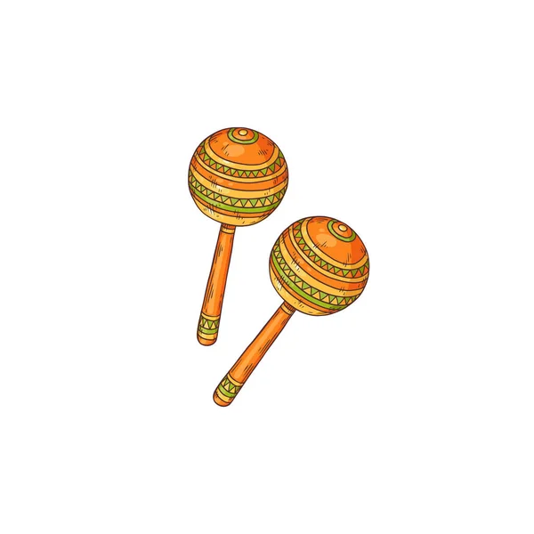 Maraca musical instrument in colored sketch style, vector illustration isolated on white background. — стоковый вектор