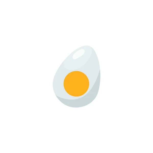 Half of a boiled egg, cartoon vector icon isolated. Egg breakfast food with white protein and yellow yolk, sliced. — Stock Vector