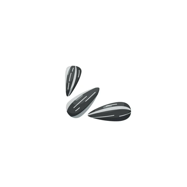 Three sunflower seeds, isolated vector illustration. Whole sunflower seeds in black shell, cartoon style. — стоковый вектор