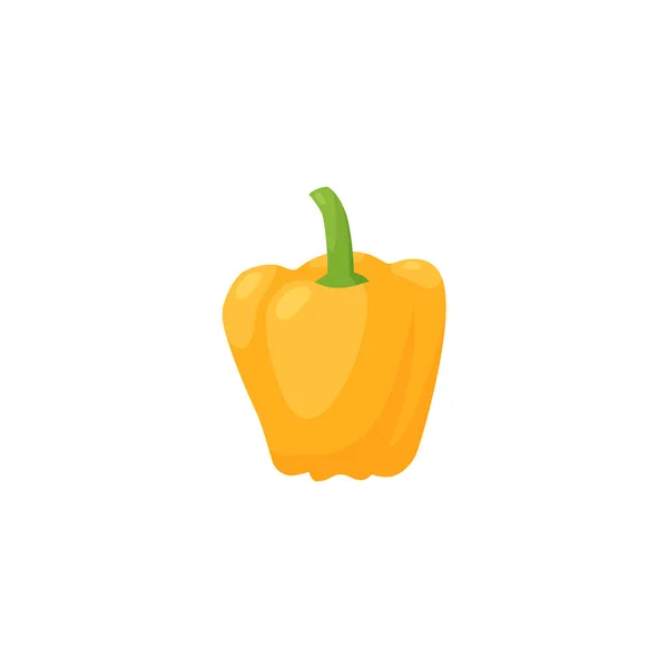 Yellow bell pepper cartoon vector illustration. Whole single raw orange paprika vegetable, icon isolated on white. — стоковый вектор