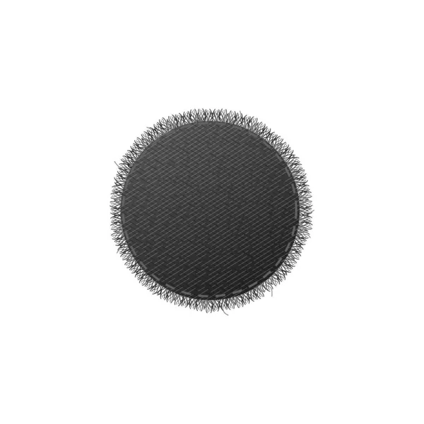 Circle denim patch with stitches and fringe, realistic flat vector illustration isolated on white background. — Stockvektor