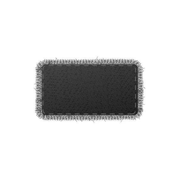 Rectangular black denim patch with fringed edge vector illustration isolated. — Stock Vector