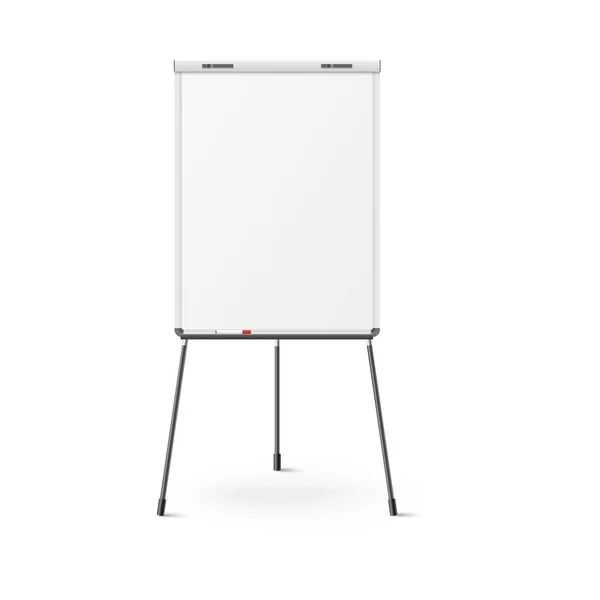Flip chart with blank papers on tripod, realistic vector illustration isolated. — Vetor de Stock