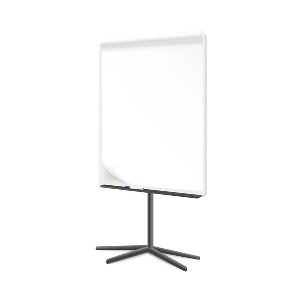 Empty flip chart on tripod stand in realistic style, vector illustration isolated on white background. — стоковый вектор