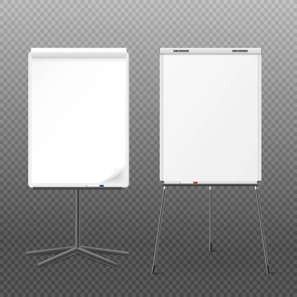 Realistic flip charts with empty blank space for text, vector illustration isolated on white background. — Stock Vector