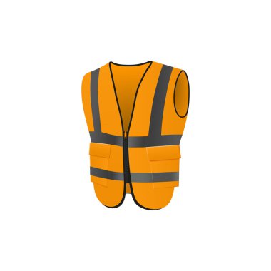 Safety orange vest or jacket work uniform, realistic vector illustration isolated.