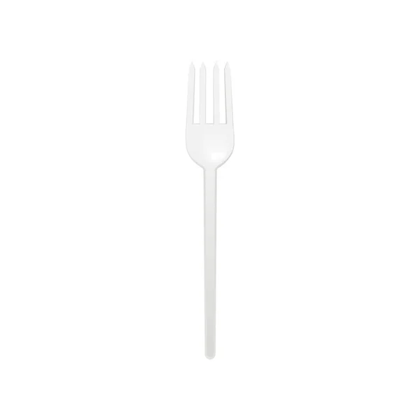 Disposable plastic white fork mockup, realistic vector illustration isolated. — 스톡 벡터