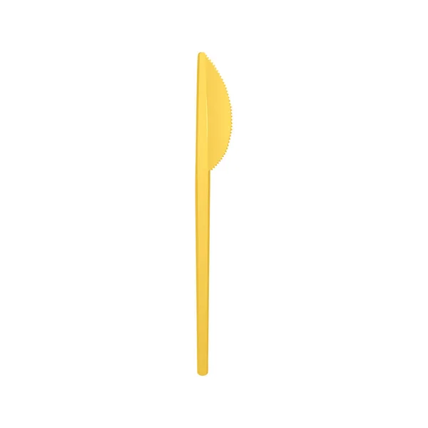 Disposable yellow plastic knife template realistic vector illustration isolated. — Vetor de Stock