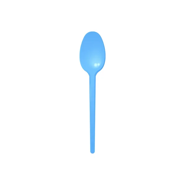 Blue plastic spoon or teaspoon mockup, realistic vector illustration isolated. — стоковый вектор