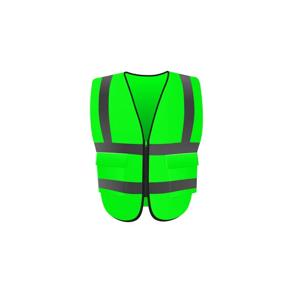 Neon green safety road vest for safework realistic vector illustration isolated. — Stok Vektör