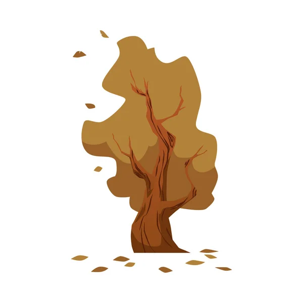 Podzimní strom ztrácí žluté listy, ploché kreslené vektorové ilustrace izolované. — Stockový vektor