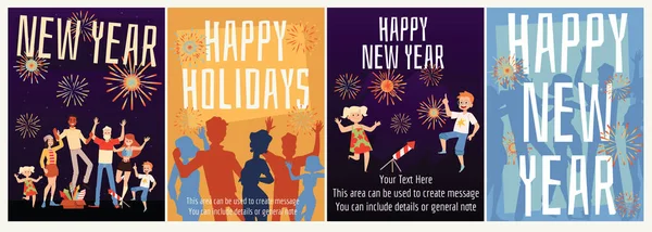 Posters of banners bundel voor Nieuwjaar en Kerstmis platte vector illustratie. — Stockvector