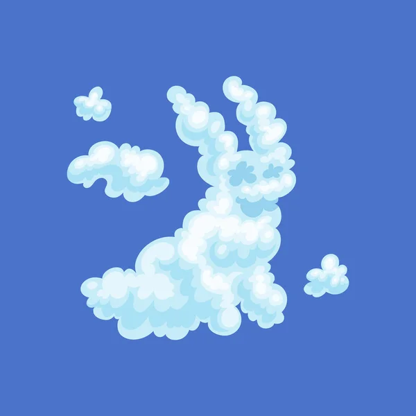 Carino a forma di coniglio nuvoloso o coniglietto, fumetto piatto illustrazione vettoriale isolato. — Vettoriale Stock