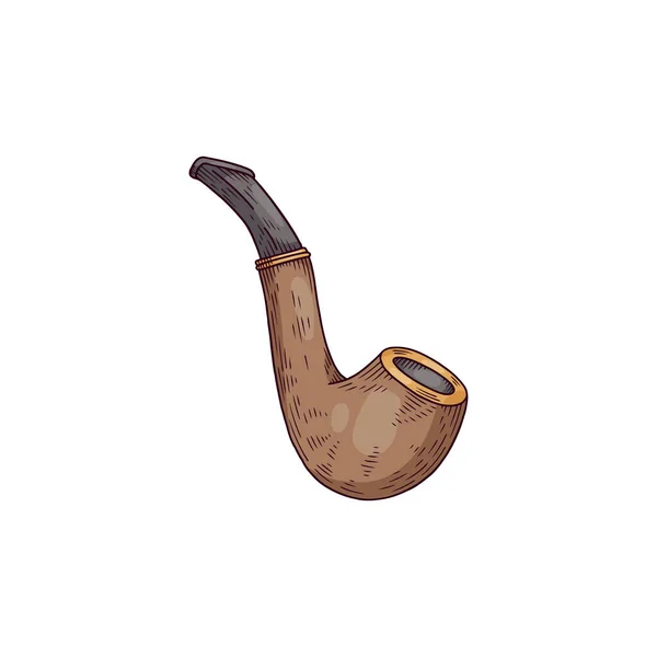 Tubería de fumar de madera dibujado a mano dibujo estilo vector ilustración aislado. — Vector de stock