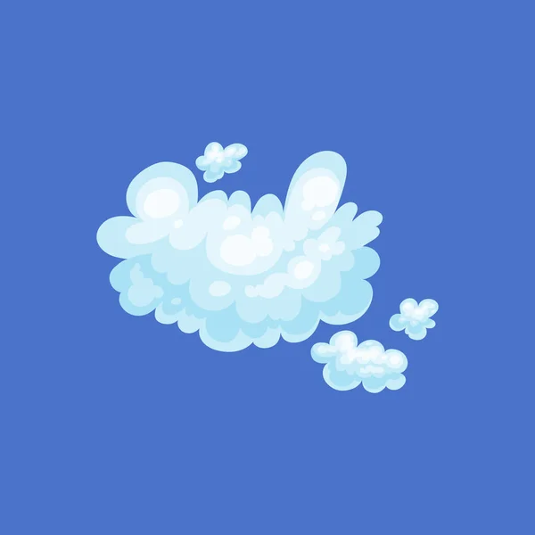 Clouds in childish cartoon style, flat vector illustration isolated on blue. — Stock Vector